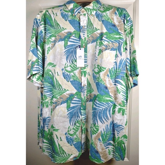 Southern Tide Other - NWT Southern Tide Paradise Palms Linen Blend Sport Shirt XXL Tropical Vacation
